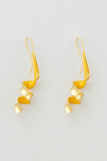 Gold Micro Plated Yellow Enameled Spiral Earrings
