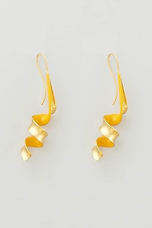 Gold Micro Plated Yellow Enameled Spiral Earrings