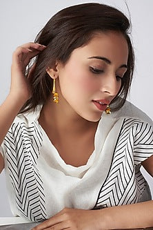 Gold Micro Plated Yellow Enameled Spiral Earrings