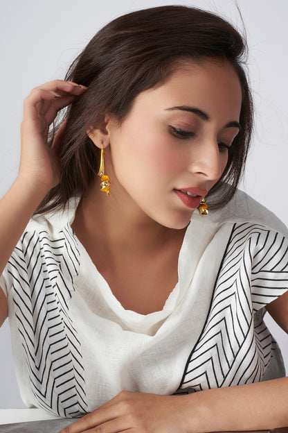 Gold Micro Plated Yellow Enameled Spiral Earrings