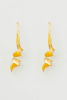 Gold Micro Plated Yellow Enameled Spiral Earrings
