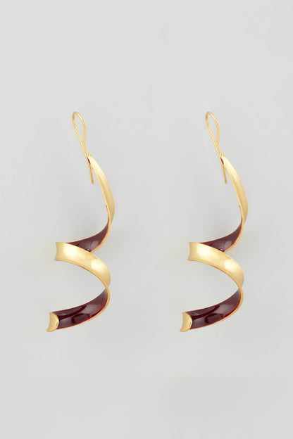 Gold Micro Plated Purple Enameled Earrings