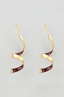 Gold Micro Plated Purple Enameled Earrings