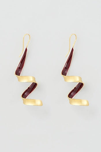 Gold Micro Plated Purple Enameled Earrings