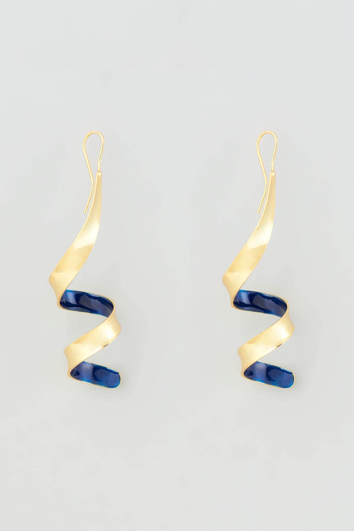 Gold Micro Plated Blue Enameled Earrings