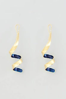 Gold Micro Plated Blue Enameled Earrings