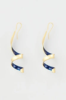 Gold Micro Plated Blue Enameled Earrings