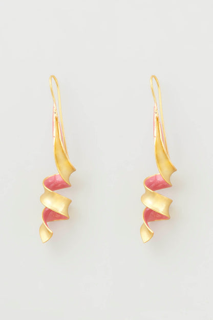 Gold Micro Plated Pink Enameled Earrings