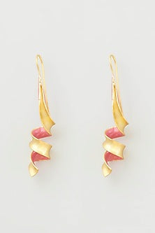 Gold Micro Plated Pink Enameled Earrings