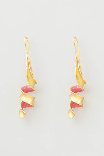 Gold Micro Plated Pink Enameled Earrings