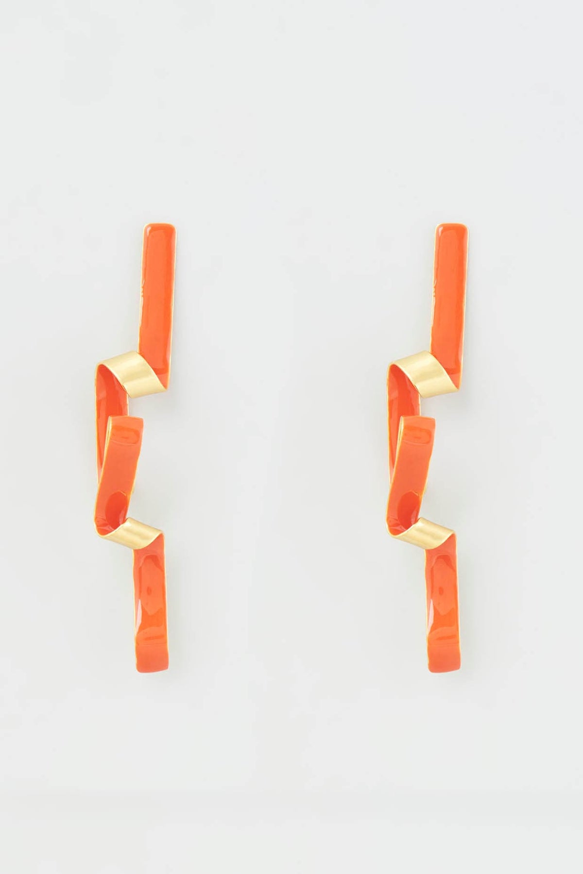 Gold Micro Plated Orange Enameled Earrings