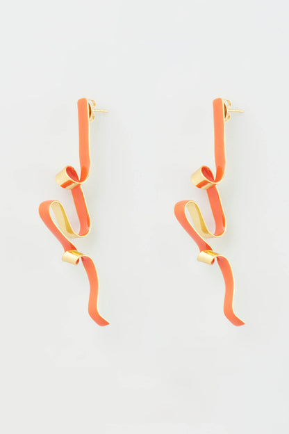 Gold Micro Plated Orange Enameled Earrings