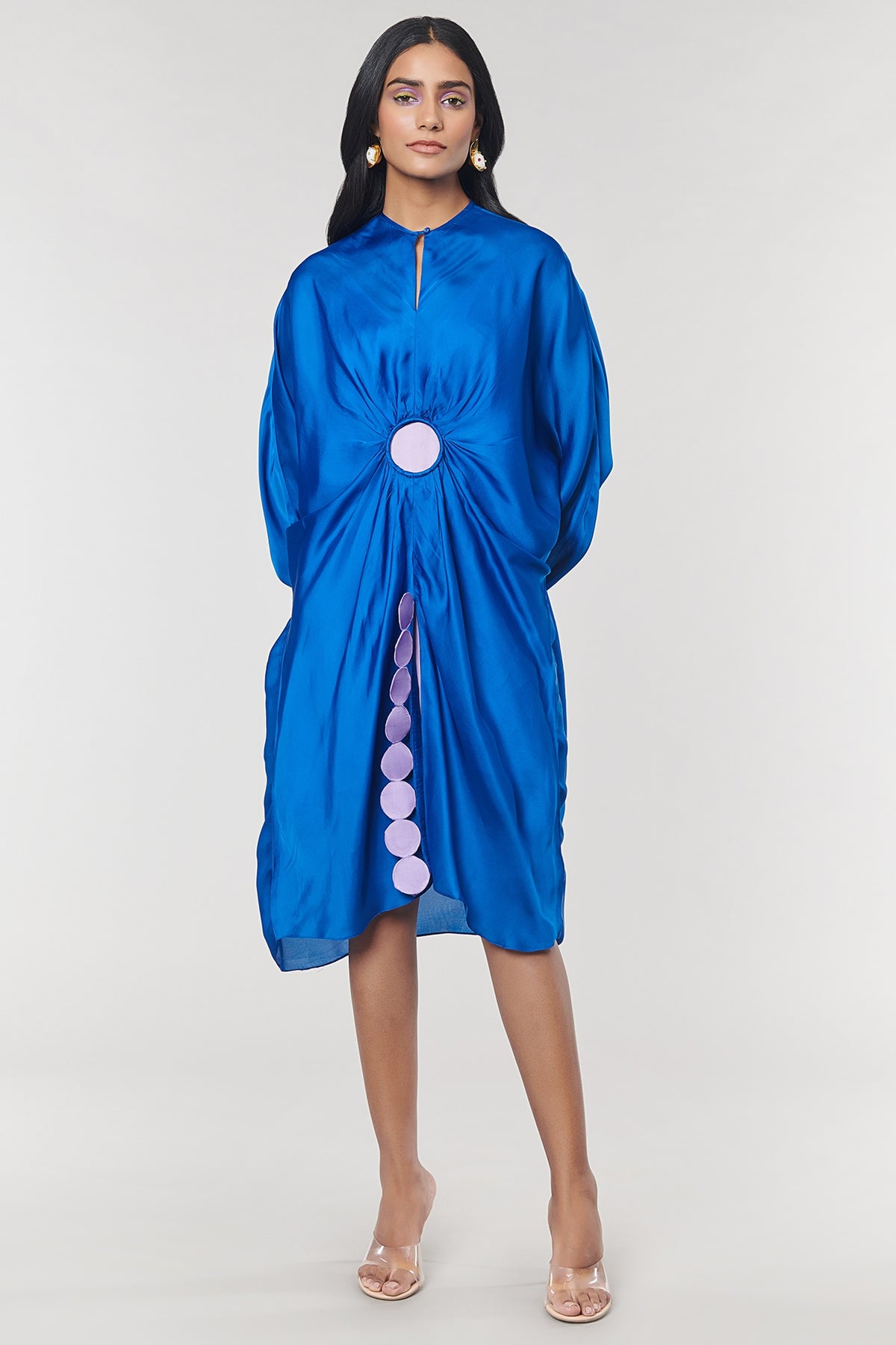 Blue Scalloped Detailed Kaftan Ring Dress