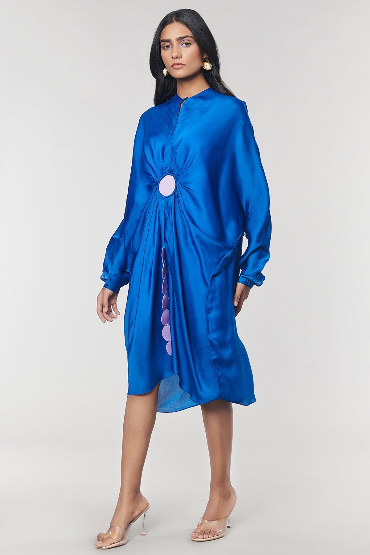 Blue Scalloped Detailed Kaftan Ring Dress