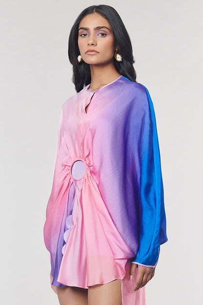 Blue Ombre Printed Ring Dress