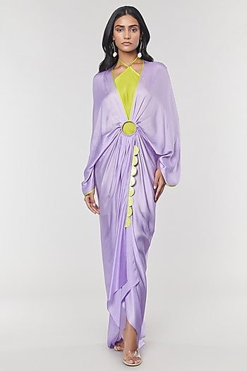 Lilac Scalloped Detailed Ring Gown