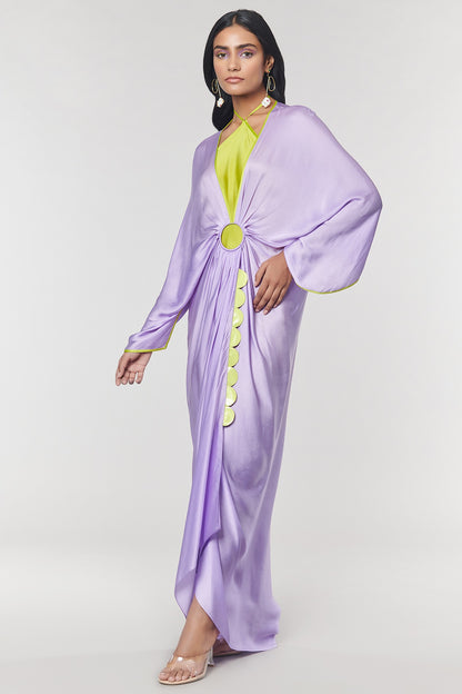 Lilac Scalloped Detailed Ring Gown