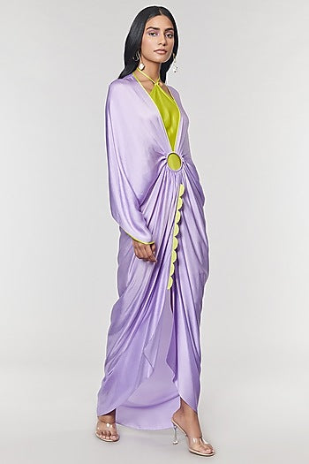 Lilac Scalloped Detailed Ring Gown
