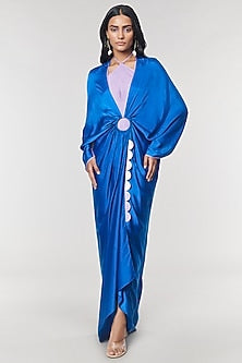 Blue Scalloped Detailed Ring Gown