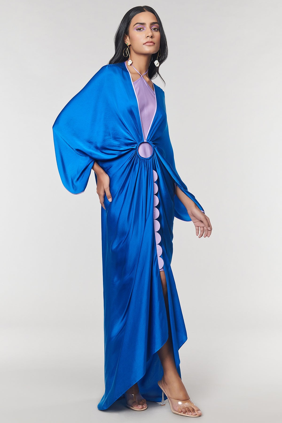 Blue Scalloped Detailed Ring Gown