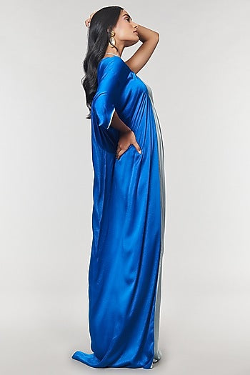 Blue & Grey One Shoulder Ring Gown