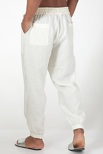 Ivory Linen Drawstring Joggers