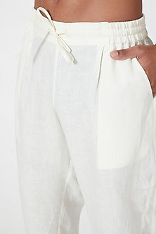 Ivory Linen Drawstring Joggers