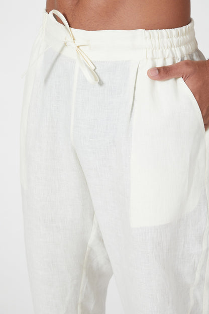 Ivory Linen Drawstring Joggers