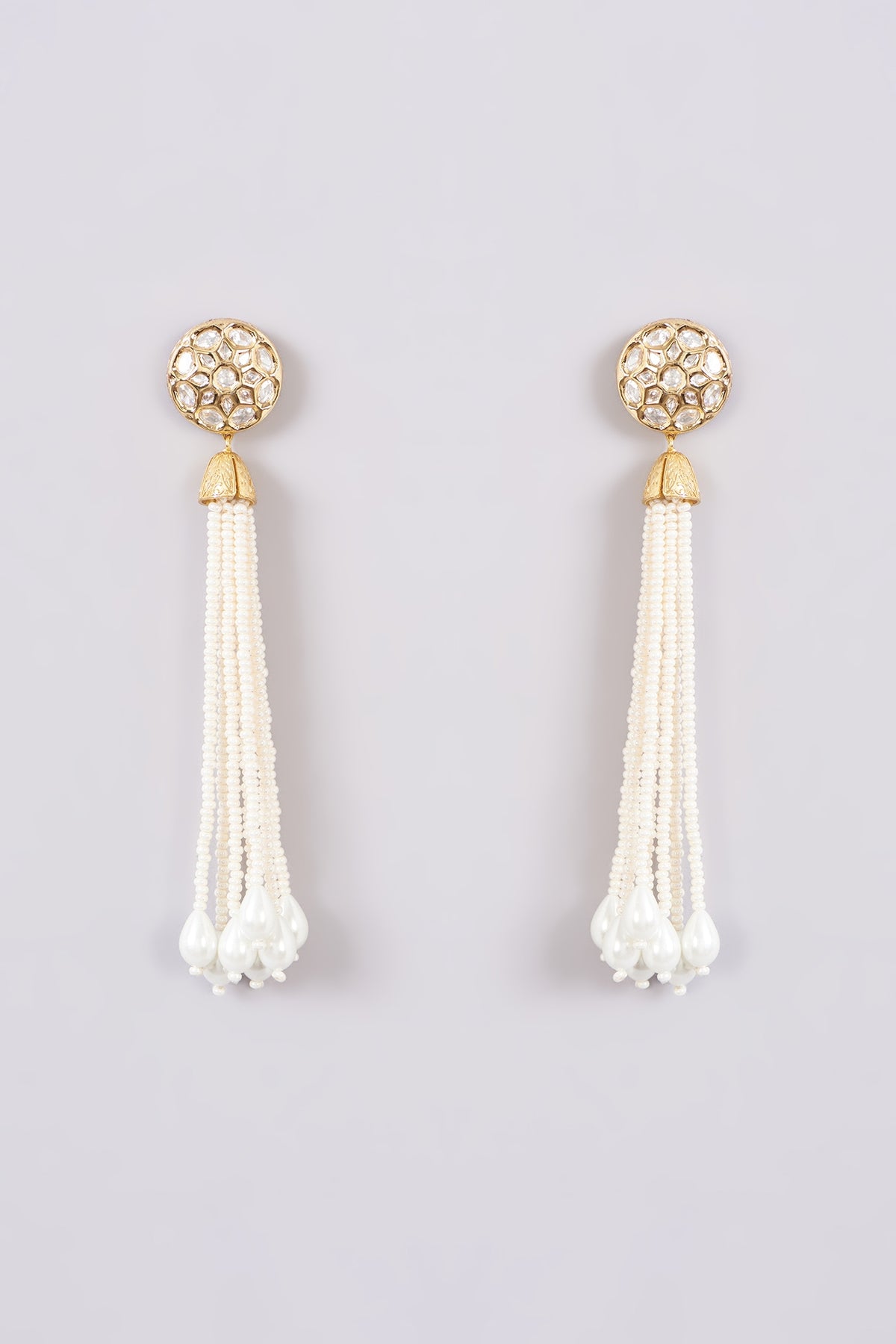 Gold Finish Pearl Dangler Earrings