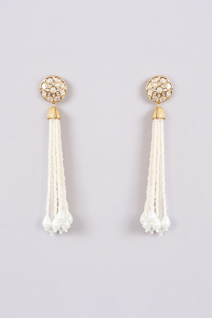 Gold Finish Pearl Dangler Earrings