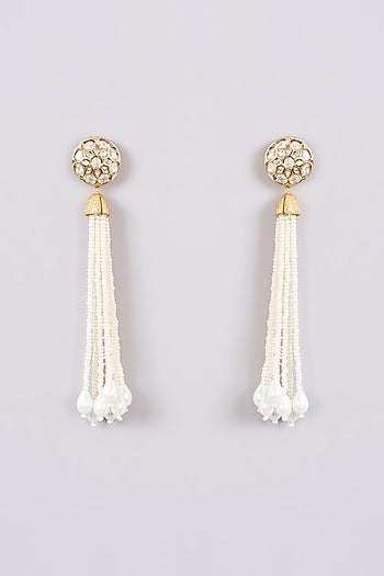 Gold Finish Pearl Dangler Earrings