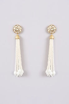 Gold Finish Pearl Dangler Earrings