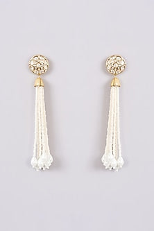 Gold Finish Pearl Dangler Earrings