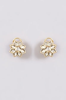 Gold Finish Kundan Polki Stud Earrings