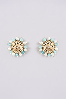 Gold Finish Kundan Polki Dangler Earrings