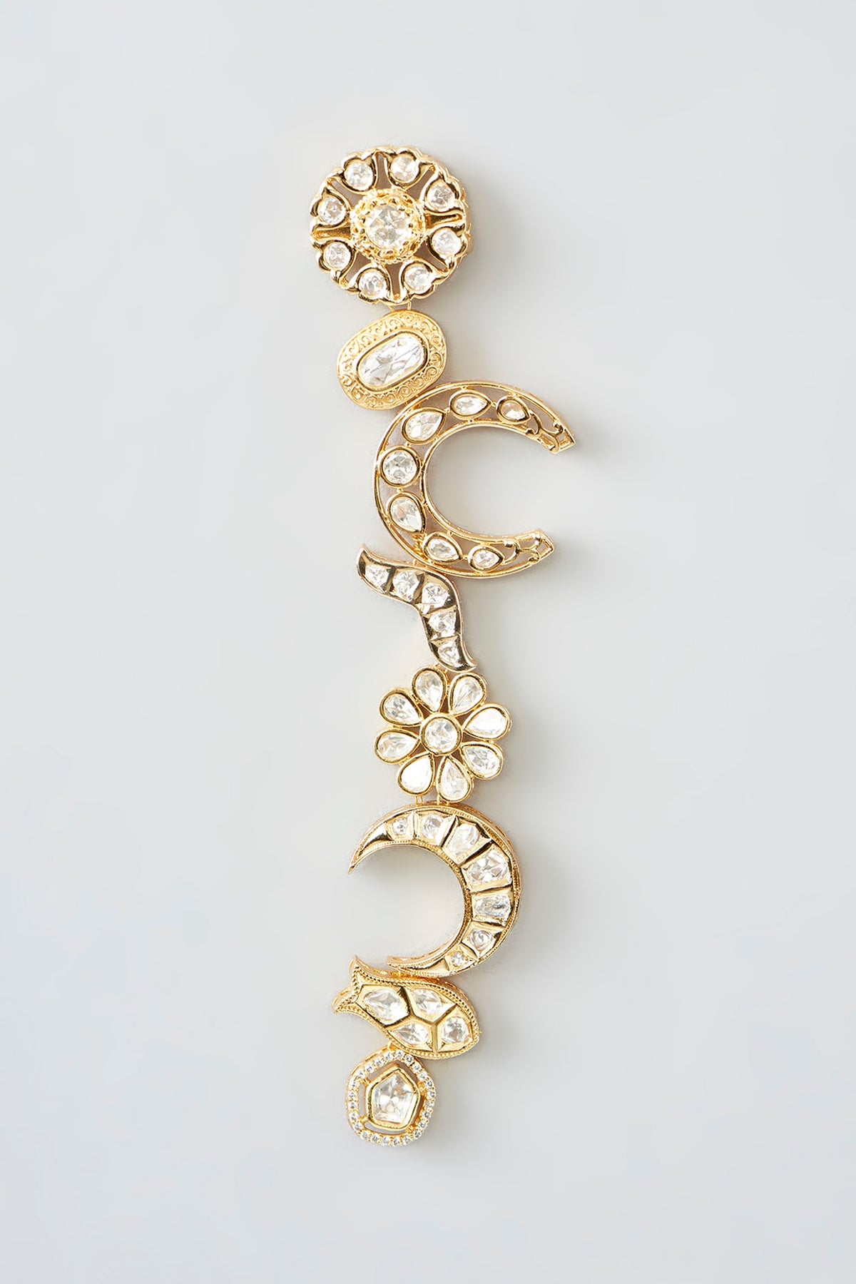 Gold Finish Kundan Polki Dangler Earrings