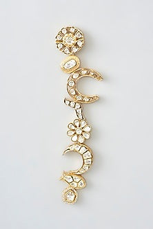 Gold Finish Kundan Polki Dangler Earrings