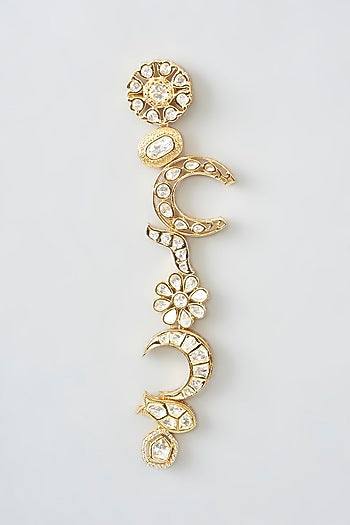 Gold Finish Kundan Polki Dangler Earrings
