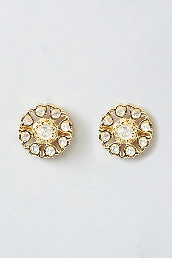 Gold Finish Kundan Polki Dangler Earrings