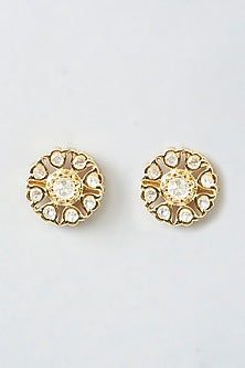 Gold Finish Kundan Polki Dangler Earrings