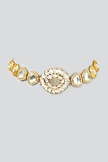 Gold Finish Kundan Polki & Pearl Choker Necklace