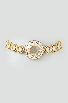 Gold Finish Pearl & Kundan Polki Choker Necklace