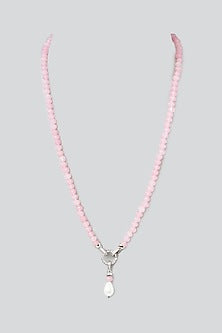 Gold Finish Semi-Precious Gemstone & Pearl Long Pendant Necklace