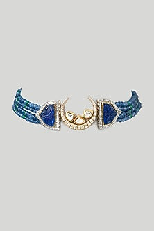 Gold Finish Kundan Polki & Pearl Choker Necklace