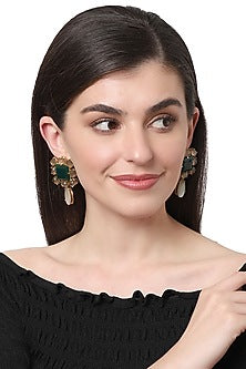 Gold Finish Mother of Pearl Drop Earrings