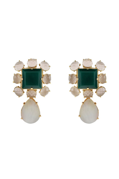 Gold Finish Mother of Pearl Drop Earrings
