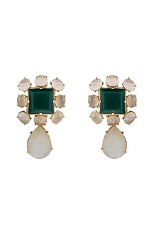Gold Finish Mother of Pearl Drop Earrings