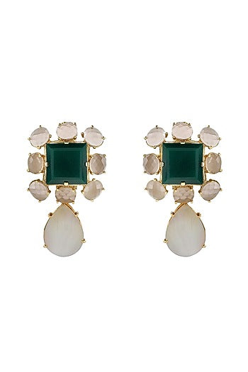 Gold Finish Mother of Pearl Drop Earrings