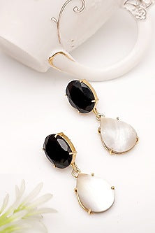 Gold Finish Quartz Teardrop Earrings