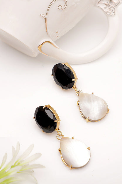 Gold Finish Quartz Teardrop Earrings